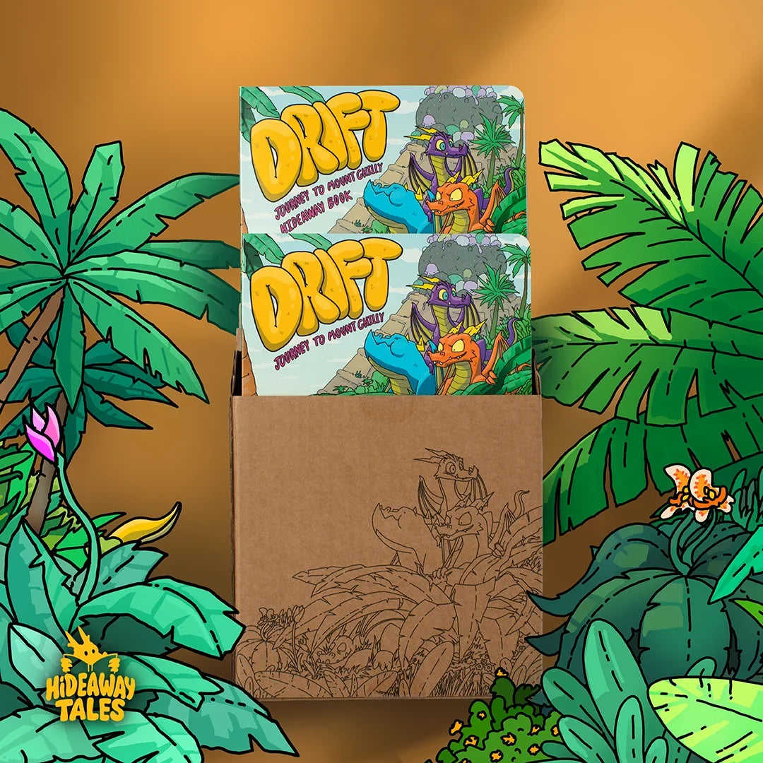 The Drift Hideaway Book Set, showing the parent Hideaway Book and the Drift children's storybook side by side.